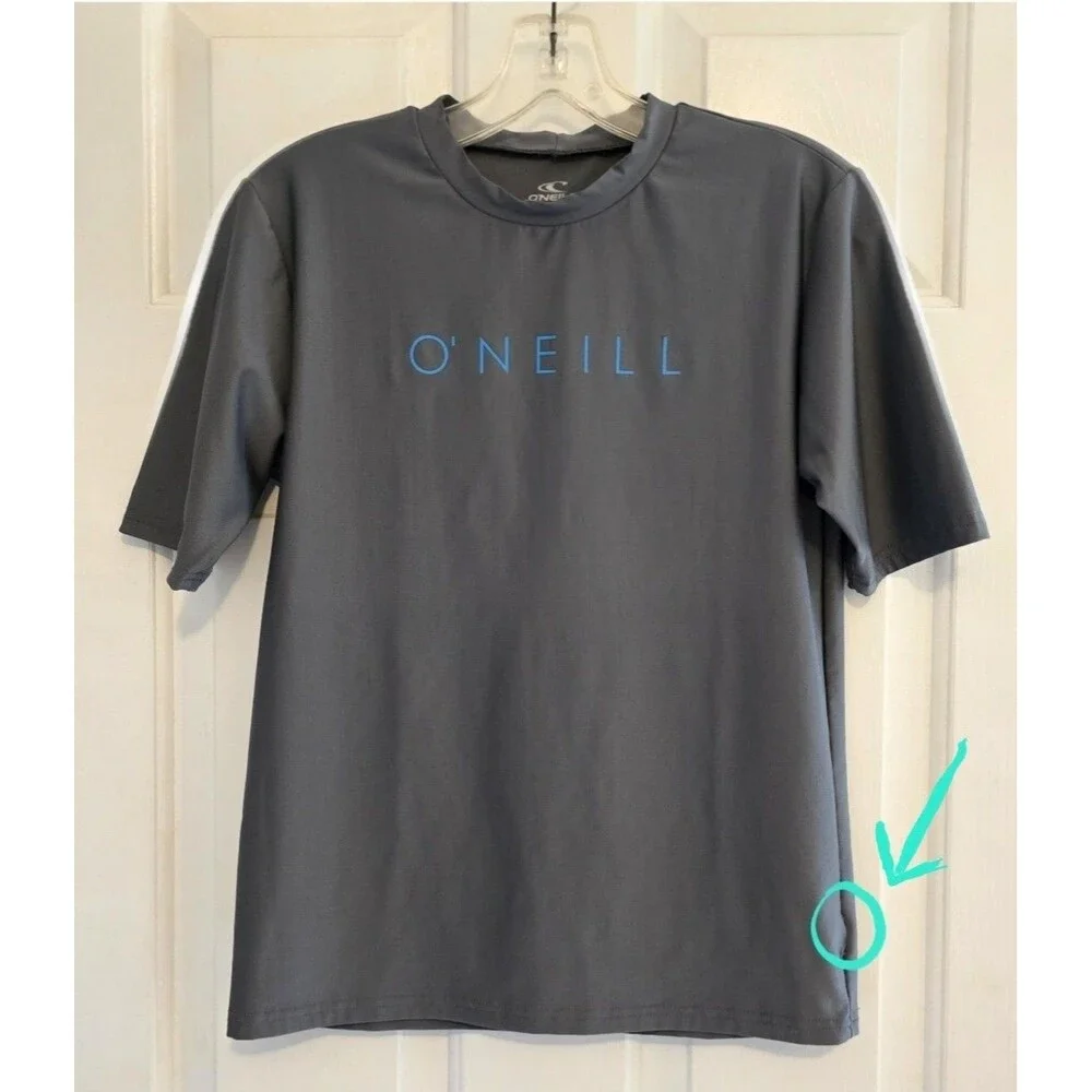 O'Neill Rash Guard Sun Surf Shirt Youth 16 Gray UPF 50+ Slim Fit Coastal Beach